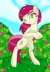 Size: 1800x2600 | Tagged: safe, artist:pastelflakes, roseluck, pony, g4, bipedal, female, rose, solo