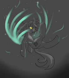 Size: 1078x1219 | Tagged: safe, artist:reiduran, lyra heartstrings, pony, g4, artificial wings, augmented, female, glowing eyes, magic, magic wings, solo, wings
