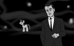 Size: 1280x801 | Tagged: safe, artist:ragingsemi, twilight sparkle, human, g4, crossover, rod serling, the twilight zone