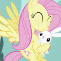 Size: 125x125 | Tagged: safe, screencap, angel bunny, fluttershy, g4, animated, eyes closed, flying