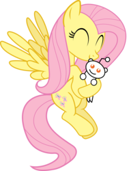 Size: 5303x7000 | Tagged: safe, artist:uxyd, fluttershy, pegasus, pony, g4, ^^, absurd resolution, duo, eyes closed, female, mare, reddit, simple background, transparent background, vector