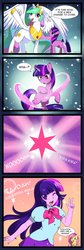 Size: 517x1541 | Tagged: safe, artist:jiayi, fluttershy, princess celestia, twilight sparkle, alicorn, human, pegasus, pony, unicorn, equestria girls, g4, magical mystery cure, my little pony equestria girls, ascension realm, comic, female, implied transformation, mare, pony to human, princess celestia's special princess making dimension, twilight sparkle (alicorn), twoiloight spahkle, unicorn twilight