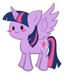 Size: 348x407 | Tagged: safe, artist:katielynn099, twilight sparkle, alicorn, pony, g4, :3, blush sticker, blushing, female, simple background, solo, spread wings, transparent background, twilight sparkle (alicorn)