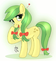 Size: 940x1020 | Tagged: safe, artist:joakaha, apple fritter, pony, g4, apple family member, female, heart, looking at you, solo