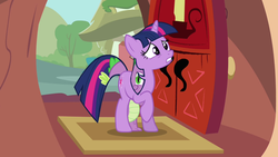 Size: 1280x720 | Tagged: safe, artist:capnpea, edit, edited screencap, screencap, spike, twilight sparkle, g4, fimbriae, wat