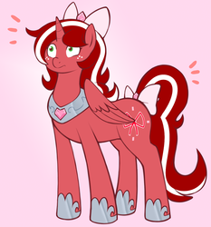 Size: 1280x1374 | Tagged: safe, artist:redintravenous, oc, oc only, oc:red ribbon, alicorn, pony, alicorn oc, alicornified, bow, female, mare, race swap, tumblr