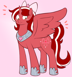 Size: 1280x1374 | Tagged: safe, artist:redintravenous, oc, oc only, oc:red ribbon, alicorn, pony, alicorn oc, alicornified, bow, female, mare, race swap, tumblr