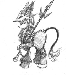 Size: 1700x1934 | Tagged: safe, artist:thelivingshadow, final fantasy, final fantasy ix, freya crescent, ponified, spear