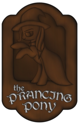 Size: 600x950 | Tagged: safe, artist:stardustxiii, trixie, g4, crossover, lord of the rings, rearing, sign, simple background, the prancing pony, transparent background