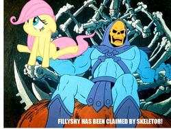 Size: 993x752 | Tagged: safe, fluttershy, g4, 1000 hours in ms paint, crossover, filly, filly fluttershy, he-man, ms paint, skeletor