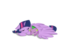 Size: 1400x1050 | Tagged: safe, artist:lilmisswaffles, spike, twilight sparkle, alicorn, pony, g4, female, mama twilight, mare, sleeping, twilight sparkle (alicorn), wing blanket