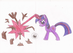 Size: 677x496 | Tagged: safe, artist:star dragon, twilight sparkle, pony, g4, female, magic, solo, traditional art