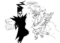 Size: 1024x735 | Tagged: safe, princess celestia, g4, crossover, death, lord death, soul eater