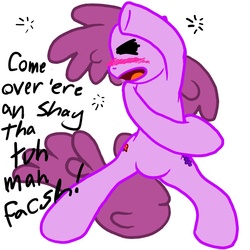 Size: 1024x1024 | Tagged: safe, artist:shadewingz, berry punch, berryshine, earth pony, pony, g4, bipedal, blushing, drunk