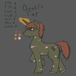 Size: 1000x1014 | Tagged: safe, artist:stonershy, oc, oc only, oc:double tap, pony, fallout equestria, fallout equestria: anywhere but here, fanfic art, reference sheet, scar, solo