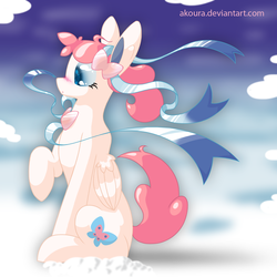 Size: 1536x1536 | Tagged: safe, pegasus, pony, sylveon, cloud, cloudy, eeveelutions, pokémon, pokémon x and y, ponified