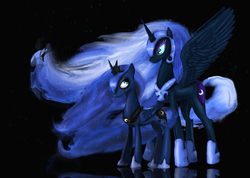 Size: 2246x1600 | Tagged: dead source, safe, artist:clrb, nightmare moon, princess luna, g4, crying, duality