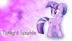 Size: 2560x1440 | Tagged: safe, artist:aloopyduck, artist:sairoch, twilight sparkle, crystal pony, pony, unicorn, g4, abstract background, female, mare, smiling, solo, wallpaper