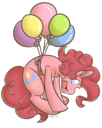 Size: 800x1000 | Tagged: safe, artist:rozga, pinkie pie, earth pony, pony, g4, balloon, female, solo, then watch her balloons lift her up to the sky