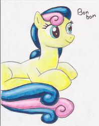 Size: 2550x3236 | Tagged: safe, artist:shadewingz, bon bon, sweetie drops, earth pony, pony, g4, female, smiling, solo, traditional art