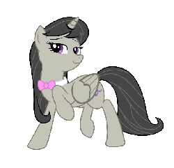 Size: 600x580 | Tagged: safe, artist:sersys, octavia melody, alicorn, pony, g4, alicornified, animated, female, flapping, octacorn, race swap, raised hoof, simple background, solo, transparent background