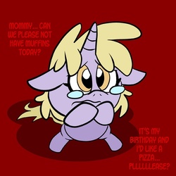 Size: 576x576 | Tagged: safe, artist:pembroke, dinky hooves, g4, begging, crying, please, text