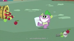 Size: 1575x871 | Tagged: safe, screencap, spike, g4, just for sidekicks, le ruse master, youtube caption, youtube link