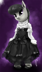 Size: 535x900 | Tagged: safe, artist:doppelgangsta, octavia melody, earth pony, pony, g4, bipedal, clothes, dress, female, solo