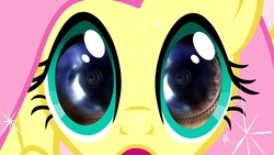 Size: 1280x720 | Tagged: safe, edit, edited screencap, screencap, fluttershy, pegasus, pony, g4, magical mystery cure, close-up, doctor who, eyes, female, mare, untempered schism