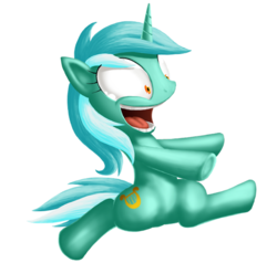 Size: 620x591 | Tagged: safe, artist:berrypawnch, lyra heartstrings, pony, g4, bipedal, human behavior, irrational exuberance, running, smiling