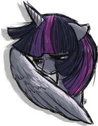 Size: 425x546 | Tagged: safe, artist:xxmentalincxx, twilight sparkle, alicorn, pony, g4, dark, female, mare, sad, simple background, solo, transparent background, twilight sparkle (alicorn)