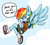 Size: 1780x1590 | Tagged: safe, artist:ssstawa, rainbow dash, anthro, g4, clothes, cloud, cloudy, shoes, shorts, sneakers