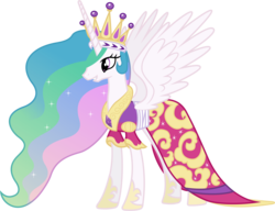 Size: 6360x4890 | Tagged: safe, artist:90sigma, princess celestia, alicorn, pony, g4, absurd resolution, clothes, crown, dress, female, mare, simple background, solo, transparent background, vector