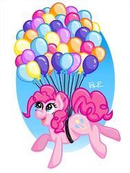 Size: 600x792 | Tagged: safe, artist:beffles, pinkie pie, g4, balloon, then watch her balloons lift her up to the sky