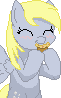 Size: 61x98 | Tagged: safe, artist:delos-x, derpy hooves, pegasus, pony, g4, female, mare, muffin, pixel art, simple background, solo, transparent background