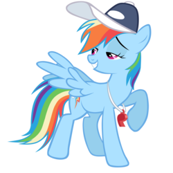 Size: 4000x4000 | Tagged: safe, artist:stormius, rainbow dash, pegasus, pony, g4, baseball cap, cap, female, hat, mare, raised hoof, simple background, solo, transparent background, vector, whistle