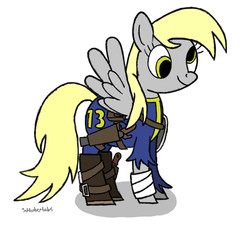 Size: 907x819 | Tagged: safe, artist:schluberlubs, derpy hooves, pegasus, pony, g4, crossover, fallout, female, mare, solo