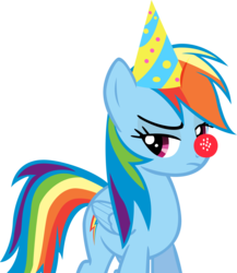 Size: 3158x3639 | Tagged: safe, artist:chromadancer, rainbow dash, g4, clown nose, hat, party hat, red nose, simple background, transparent background, vector