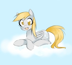 Size: 1100x1000 | Tagged: safe, artist:miraimystery, derpy hooves, pegasus, pony, g4, cloud, female, mare, solo