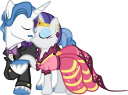 Size: 7500x5567 | Tagged: safe, artist:groxy-cyber-soul, fancypants, rarity, pony, unicorn, g4, .svg available, absurd resolution, clothes, dress, duo, eyes closed, female, gala dress, jewelry, kiss on the lips, kissing, male, mare, ship:raripants, shipping, simple background, stallion, straight, tiara, transparent background, vector