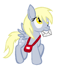 Size: 343x408 | Tagged: safe, artist:knucklesandtikalplz, derpy hooves, pegasus, pony, g4, female, letter, mail, mailbag, mare, solo