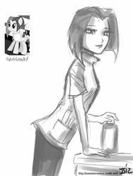 Size: 610x813 | Tagged: safe, artist:johnjoseco, vidala swoon, human, g4, black and white, female, grayscale, humanized, monochrome