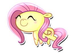 Size: 983x734 | Tagged: safe, artist:pepooni, fluttershy, pegasus, pony, g4, chibi, eyes closed, female, mare, outline, simple background, smiling, solo, sticker, transparent background