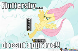 Size: 500x332 | Tagged: safe, fluttershy, g4, lesson zero, angry, brazzers, destruction, memecenter