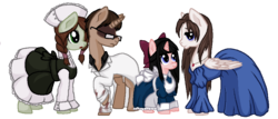 Size: 970x416 | Tagged: safe, artist:littlelace, alfred drevis, aya drevis, aya's mom, mad father, maria (mad father), ponified, rpg maker horror