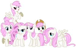 Size: 5400x3400 | Tagged: safe, artist:mihaaaa, artist:shadowhedgiefan91, color edit, applejack, fluttershy, pinkie pie, rainbow dash, rarity, twilight sparkle, twinkleshine, g4, mane 6 recolors, mane six, simple background, transparent background, vector