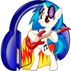 Size: 256x256 | Tagged: safe, artist:shadowhedgiefan91, dj pon-3, vinyl scratch, g4, audacity, guitar