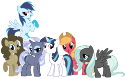 Size: 5400x3400 | Tagged: safe, artist:mihaaaa, artist:shadowhedgiefan91, color edit, applejack, big macintosh, doctor whooves, fluttershy, hoity toity, pinkie pie, rainbow dash, rarity, shining armor, soarin', thunderlane, time turner, twilight sparkle, earth pony, pegasus, pony, unicorn, g4, alternate mane six, mane 6 recolors, mane six, recolor, simple background, transparent background, vector