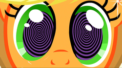 Size: 1280x718 | Tagged: safe, edit, edited screencap, screencap, applejack, earth pony, pony, g4, magical mystery cure, my little pony: friendship is magic, close-up, eyes, female, hypnosis, mare, solo