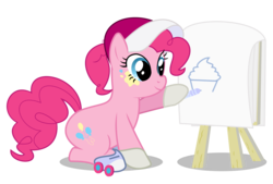 Size: 9600x6500 | Tagged: safe, artist:biel56789, pinkie pie, earth pony, pony, g4, absurd resolution, crossover, female, kirby (series), mare, nintendo, paint roller, painter, simple background, transparent background